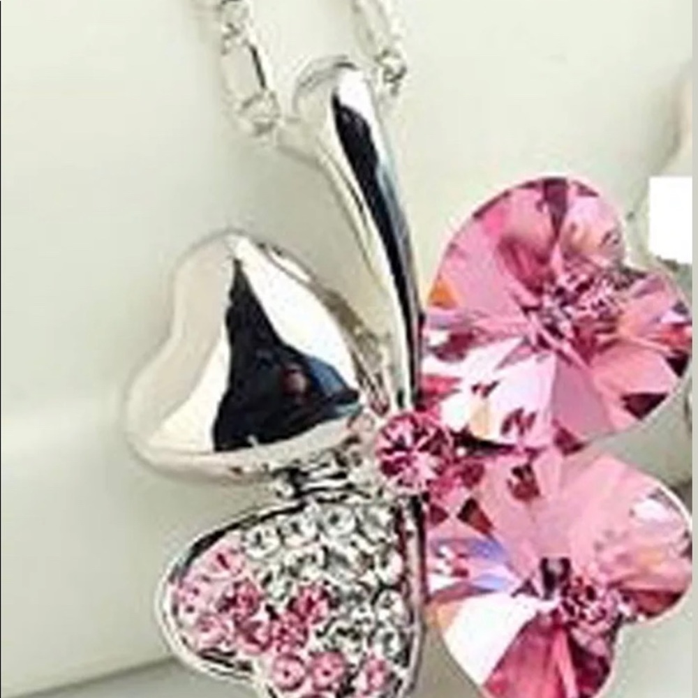 New Light Pink four Leaf Clover Necklace.